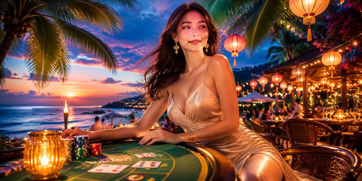 Người dùng tại Đà Nẵng trải nghiệm live casino lúc hoàng hôn trên bãi biển